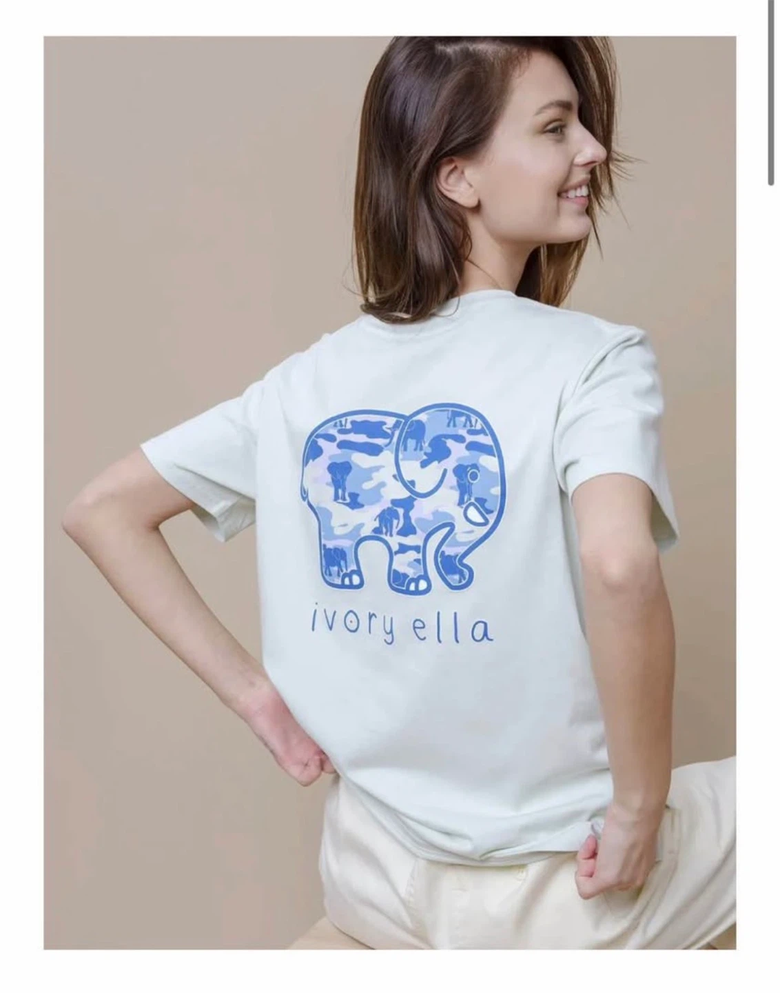 Ivory Ella Camo Elephant T-shirt