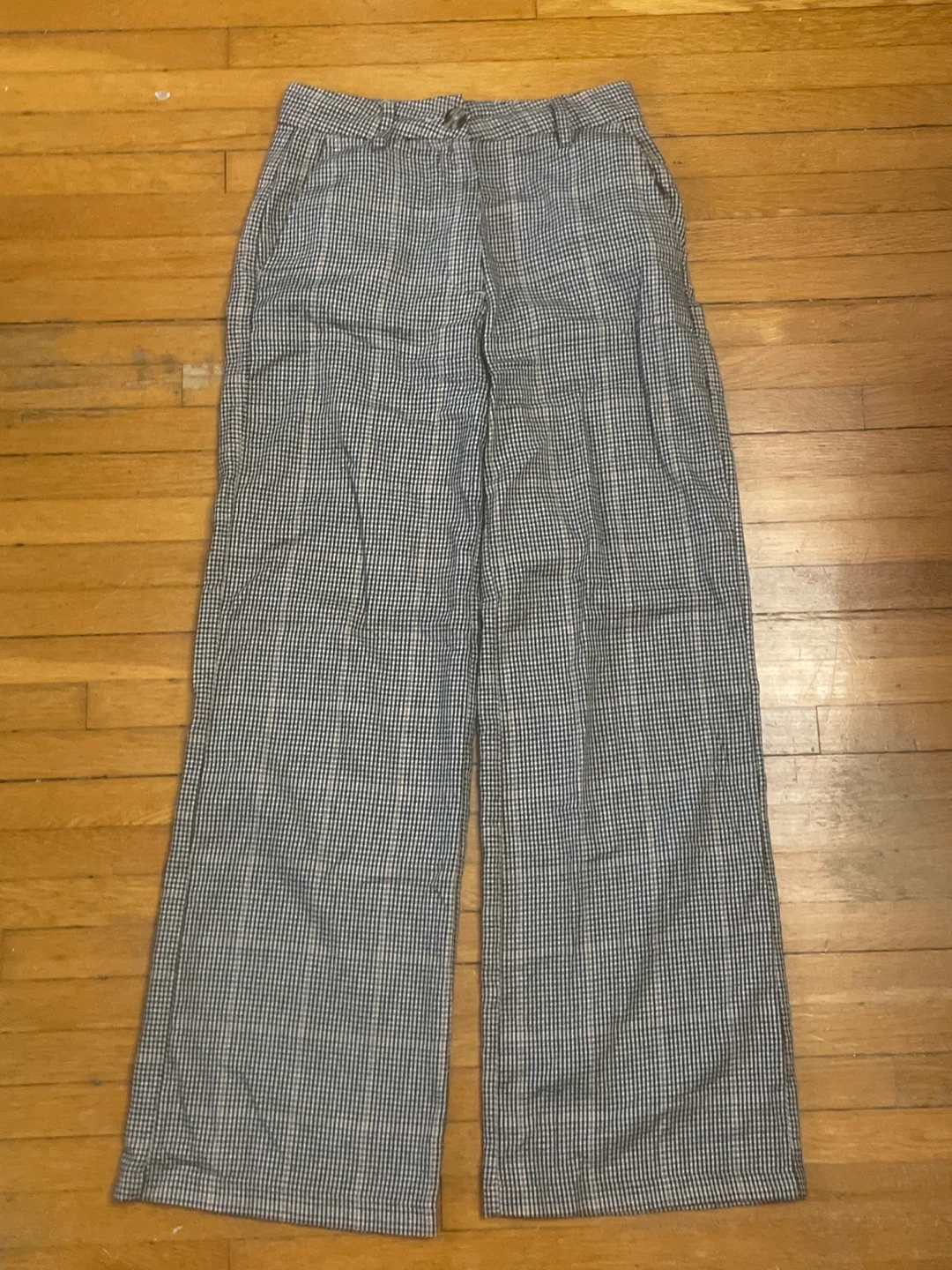 Checkered wide-leg trousers