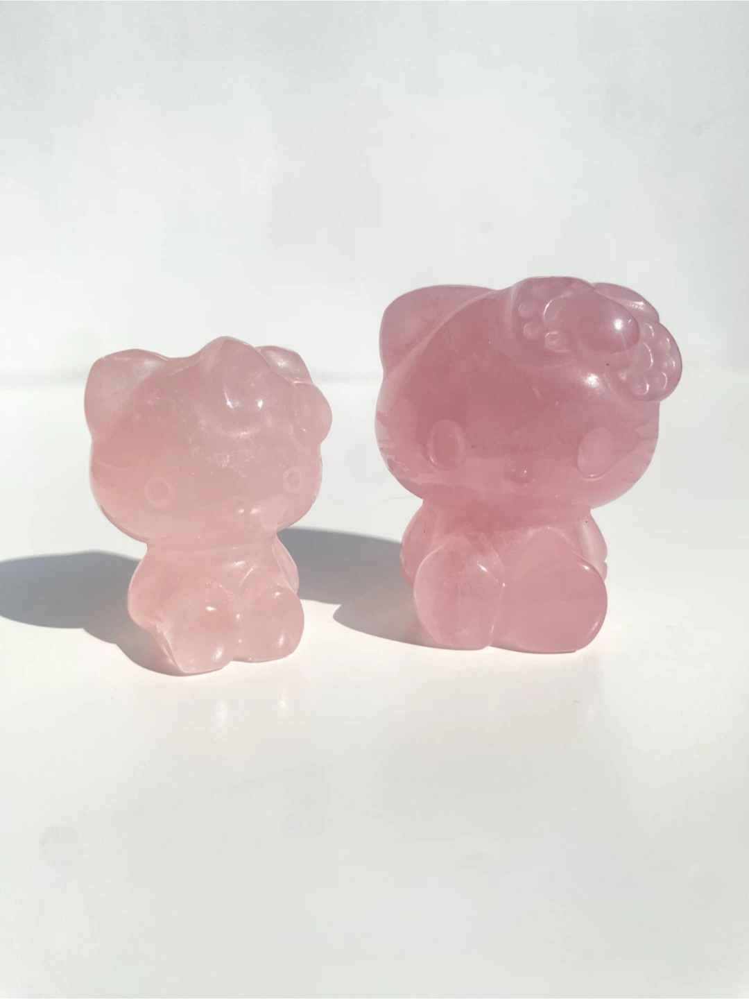 Hello Kitty Rose Quartz Carvings