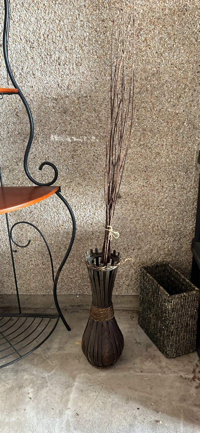 Dark Bamboo Vase & 12 Tall Decorative Branches