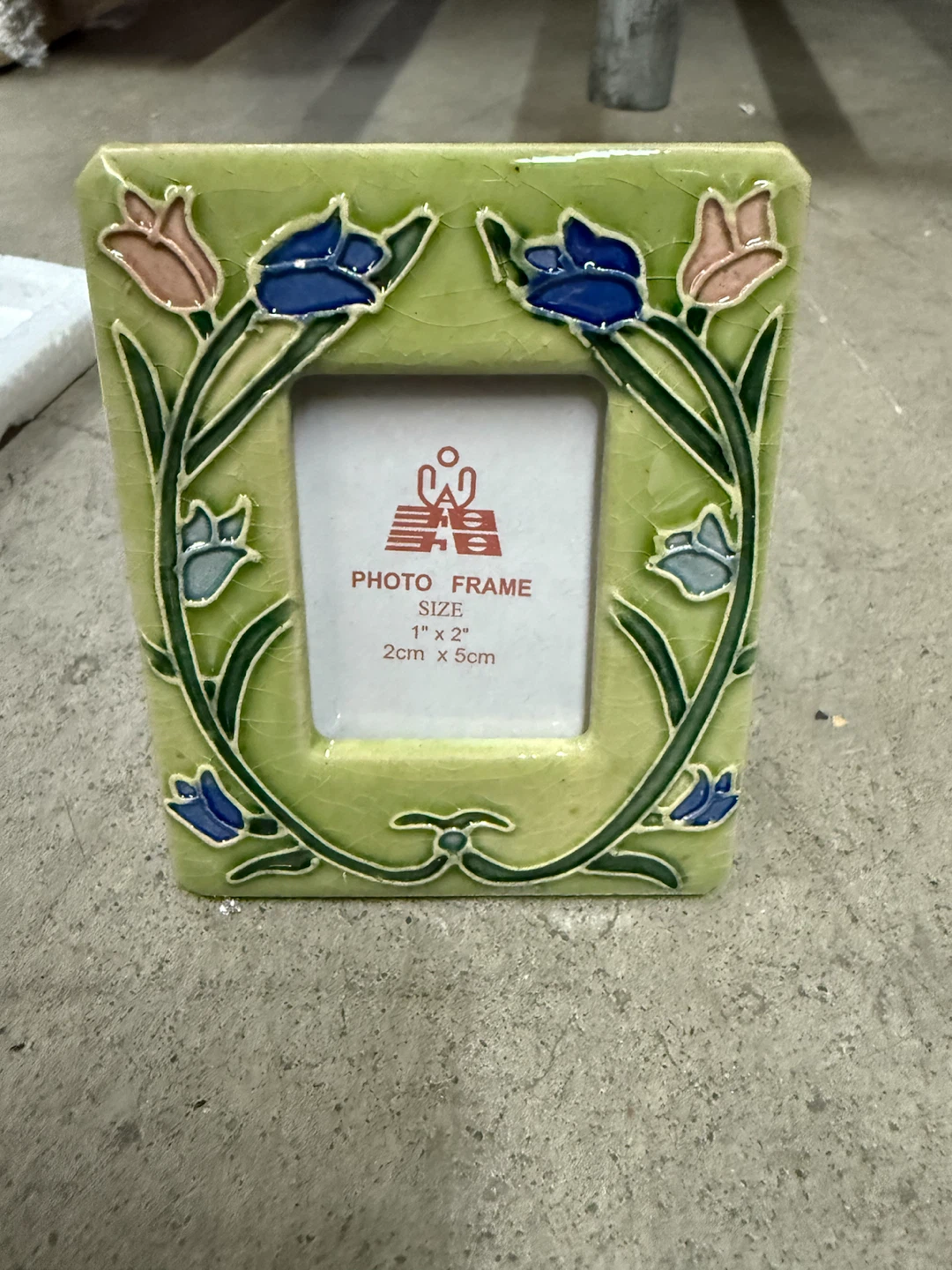 Vintage Floral Ceramic Picture Frame size 1” x 2” Photo NEW