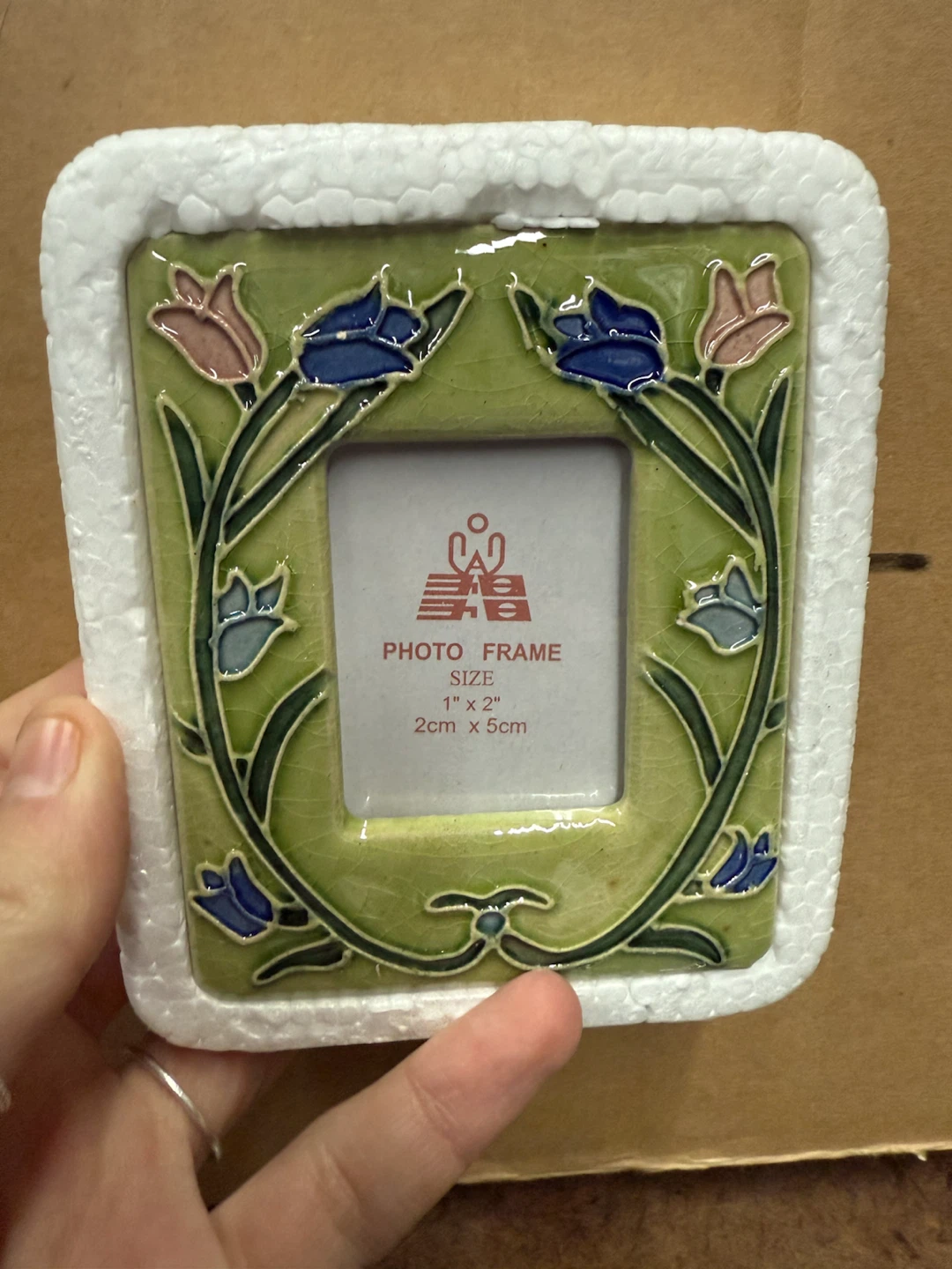 Vintage Floral Ceramic Picture Frame size 1” x 2” Photo NEW - photo 3