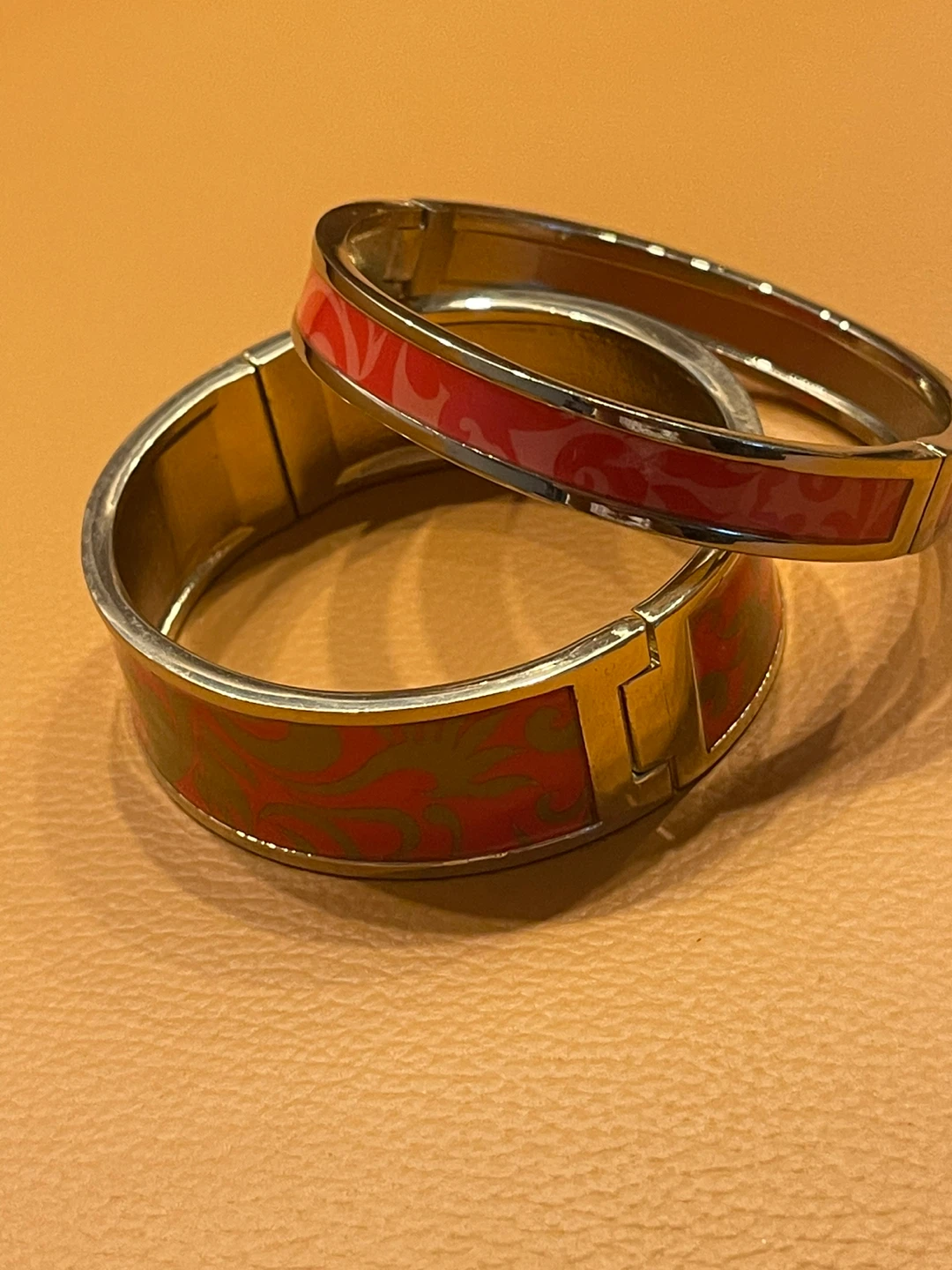 Set of Two Hinged Enamel Bracelets