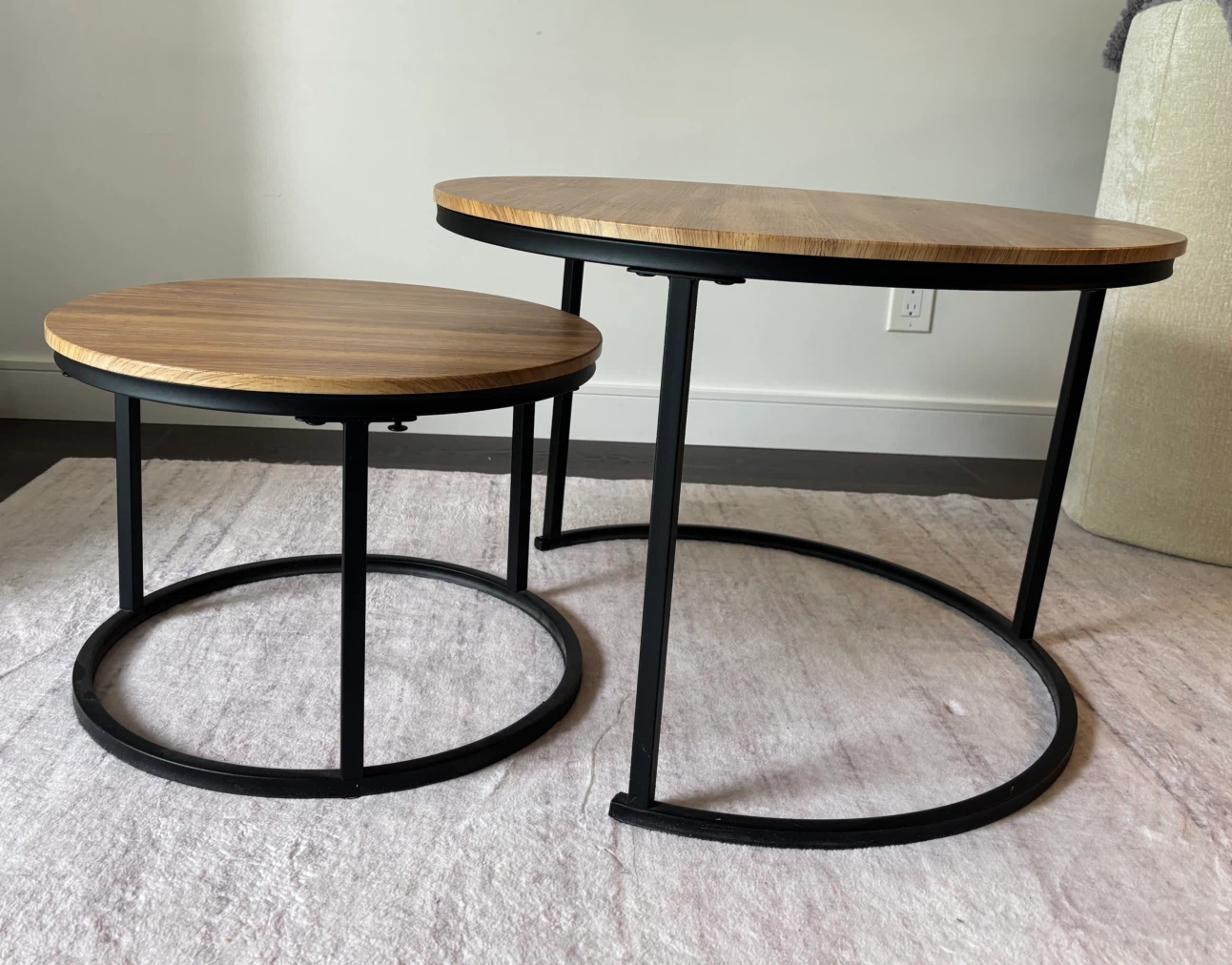 MOVING SALE - LIKE NEW - Set of two round nesting coffee tables - photo 2