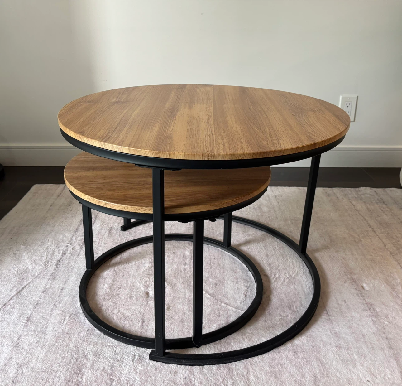 MOVING SALE - LIKE NEW - Set of two round nesting coffee tables - photo 3
