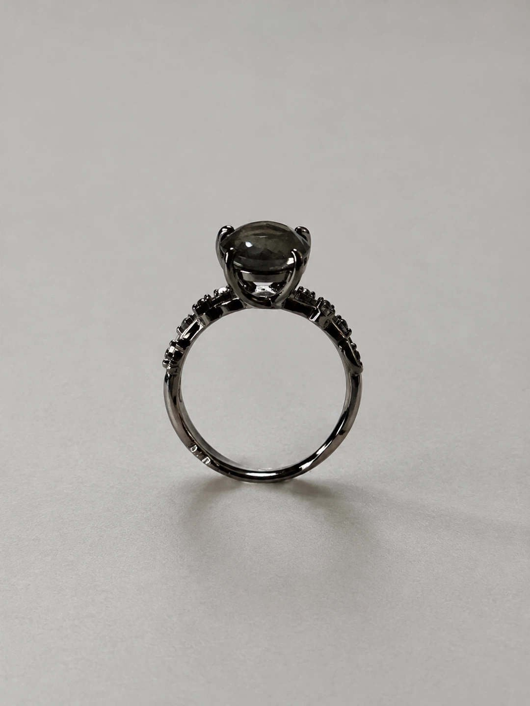 Dark Metal Ring with Grey Stone