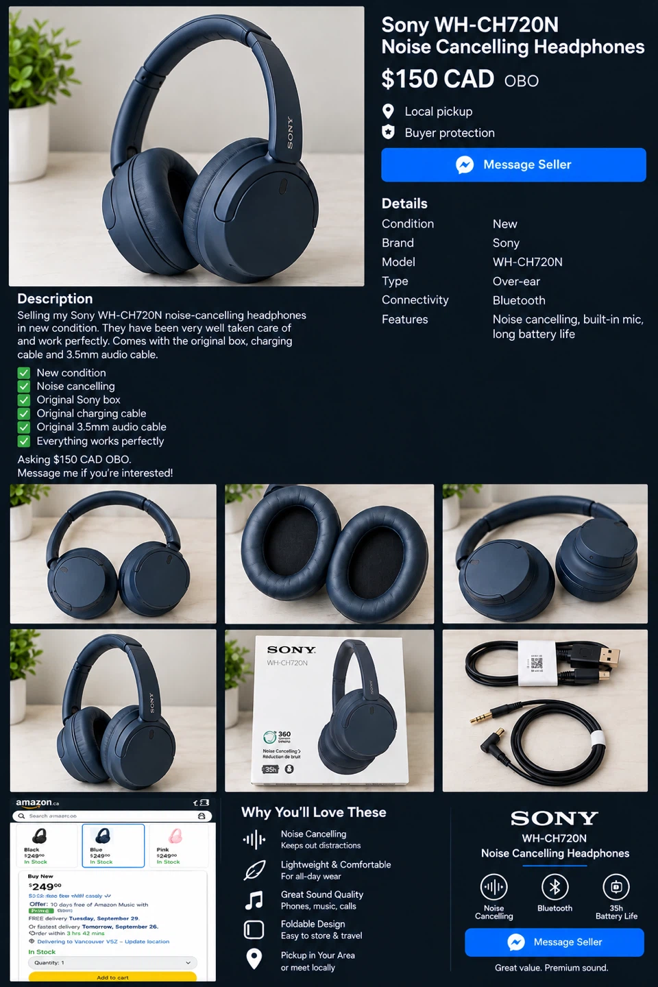Sony WH-CH720N Noise Cancelling Headphones