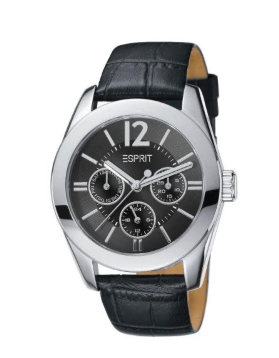 Esprit Watch with Black Leather Strap