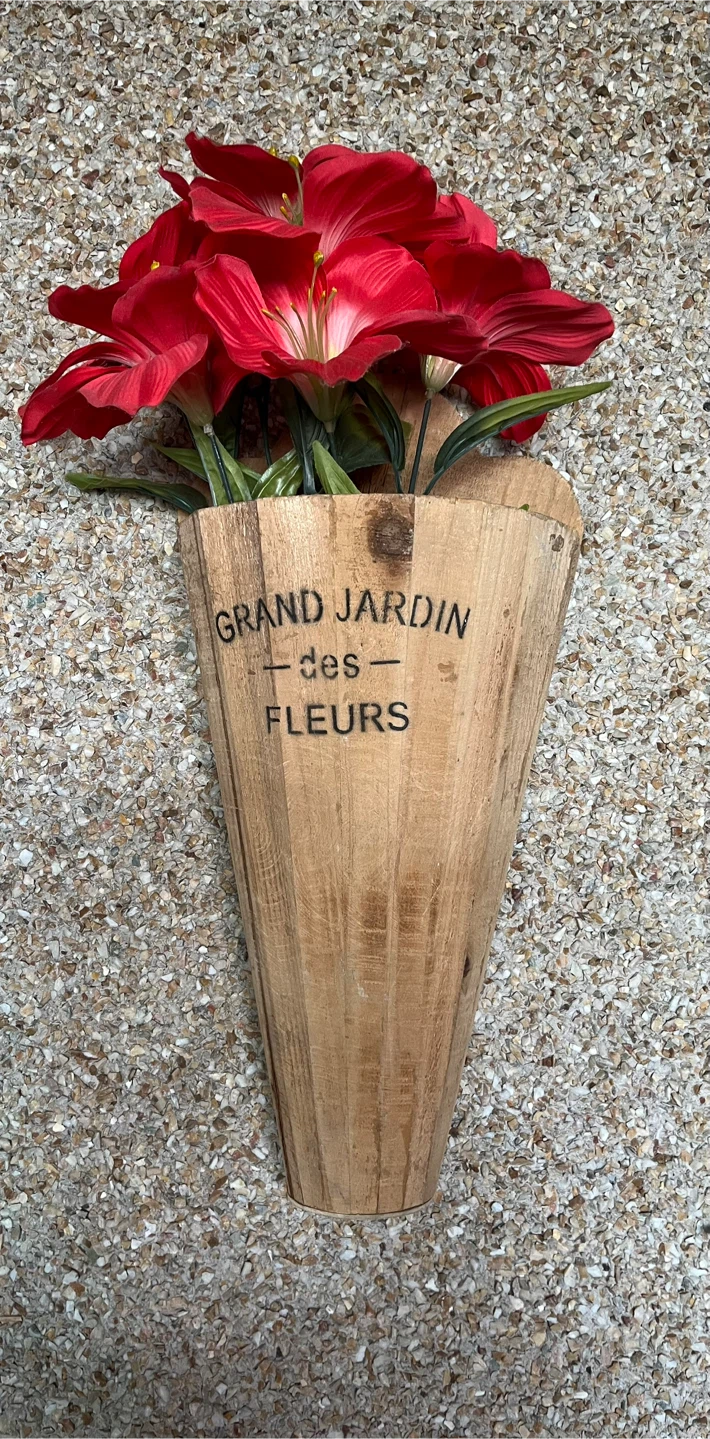 Wooden Wall-Mounted Flower Vase