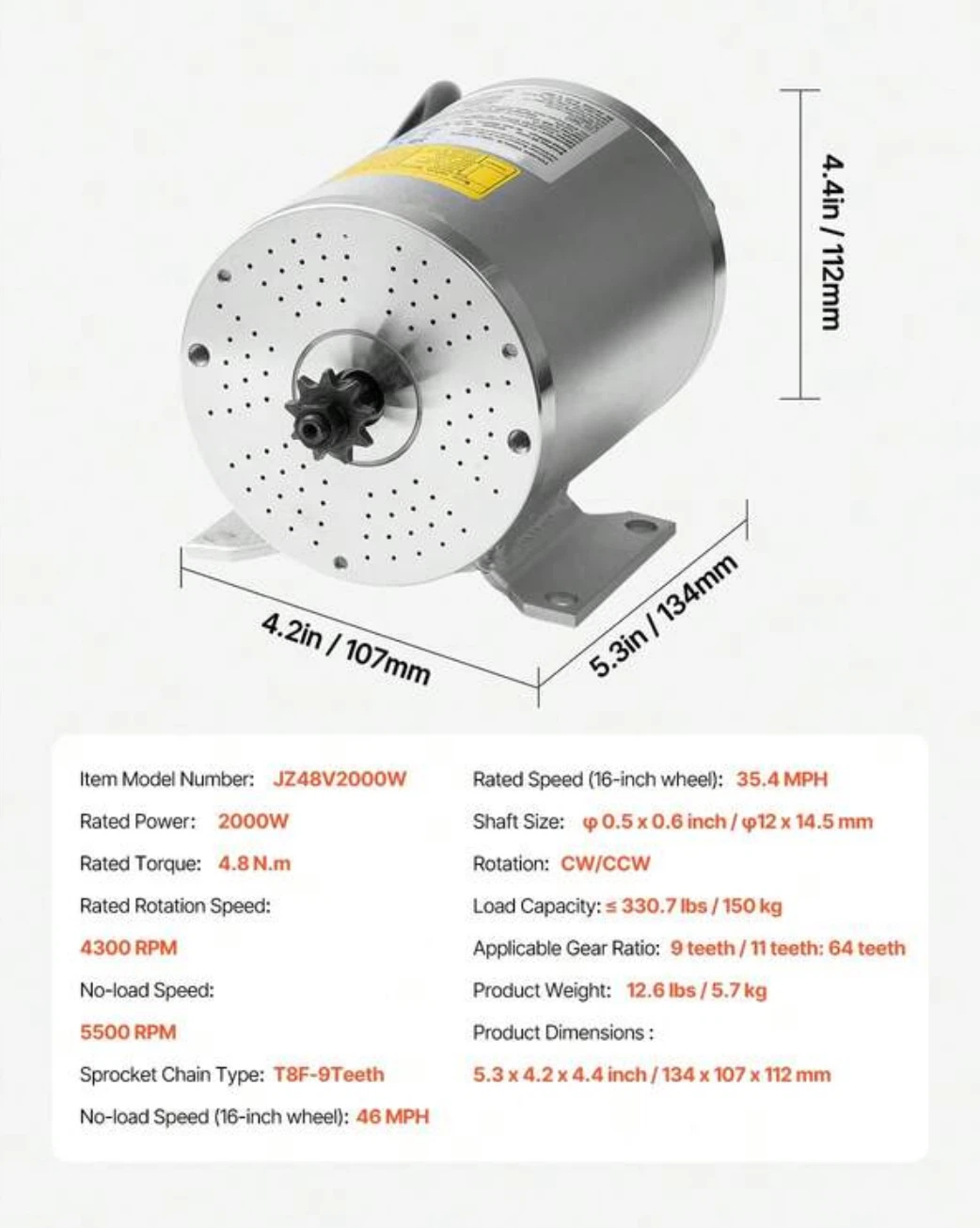 2000W Electric Brushless DC Motor Kit - photo 5