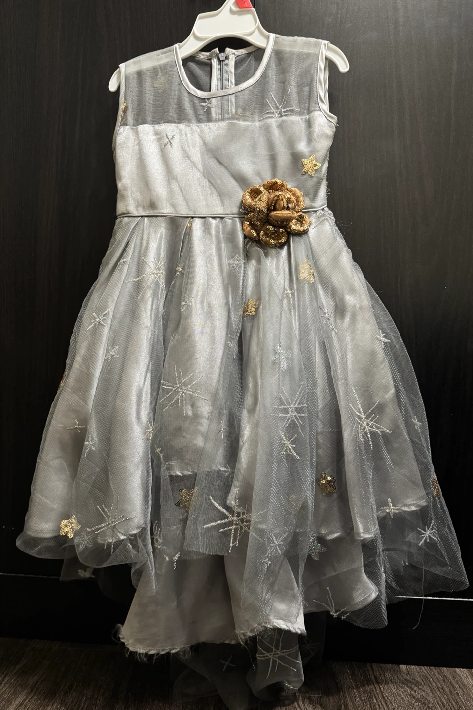 Girls Silver and Gold Sequin Party Dress