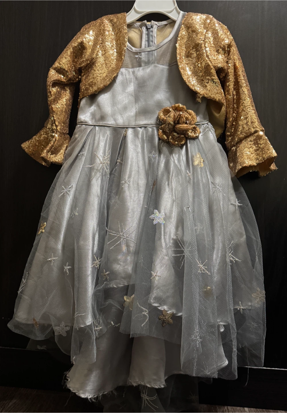 Girls Silver and Gold Sequin Party Dress - photo 2