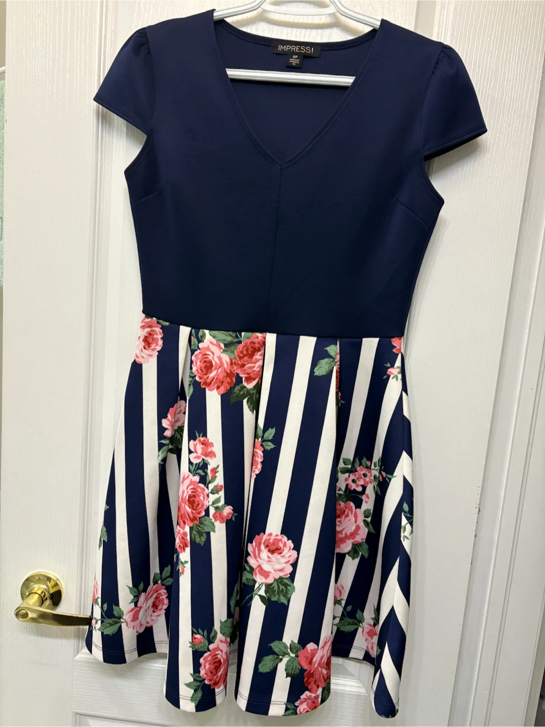 Impress! Navy Floral Striped Dress - photo 2