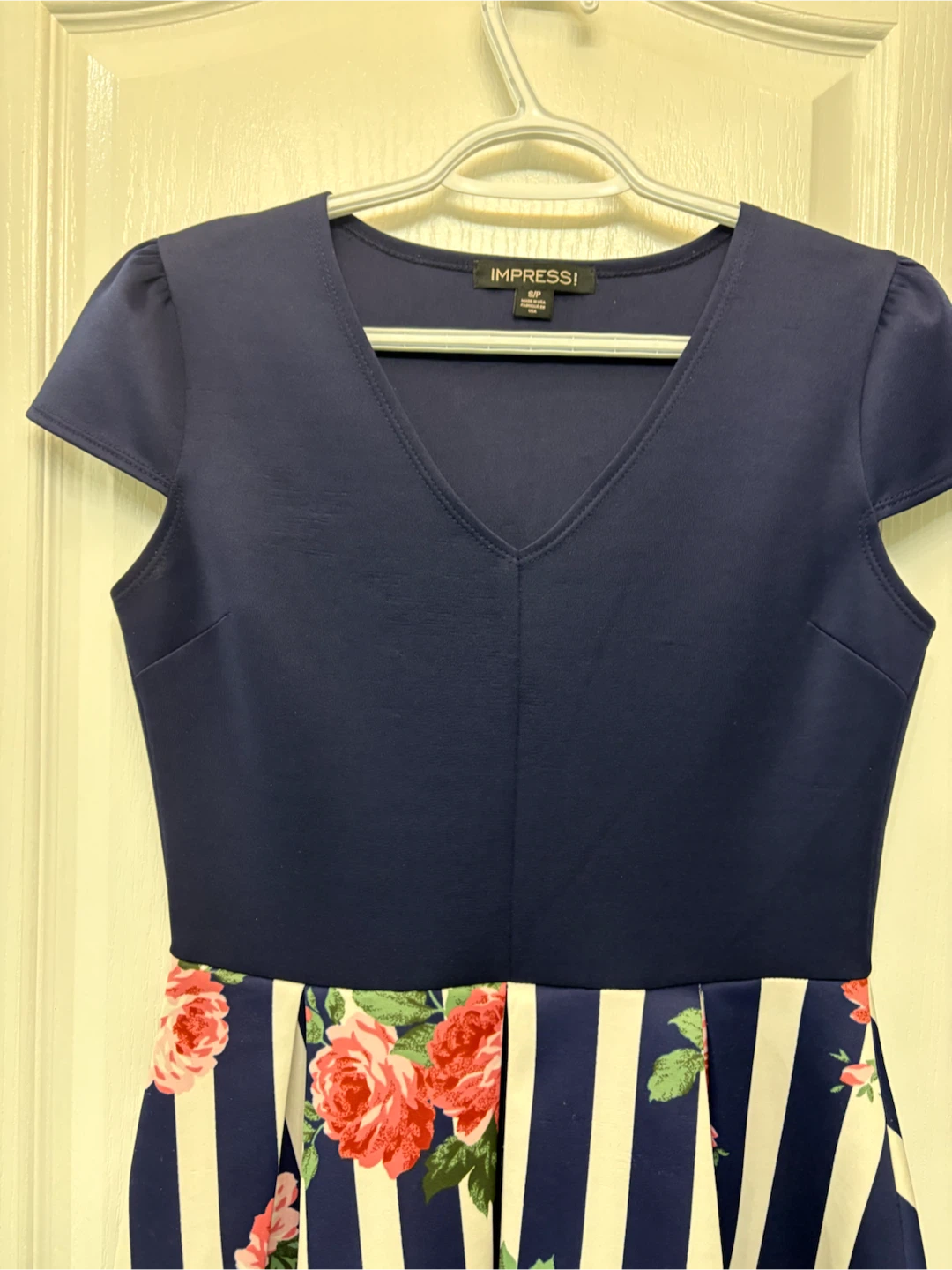 Impress! Navy Floral Striped Dress - photo 3