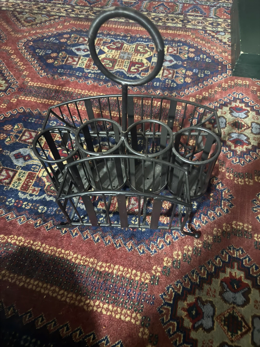 Black Metal Cutlery Caddy with Handle