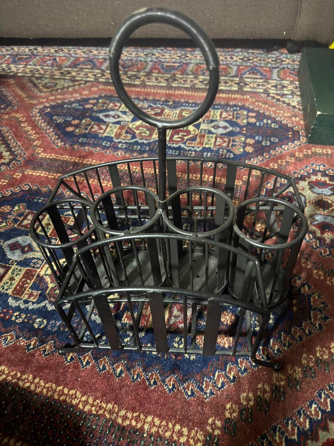 Black Metal Cutlery Caddy with Handle - photo 2