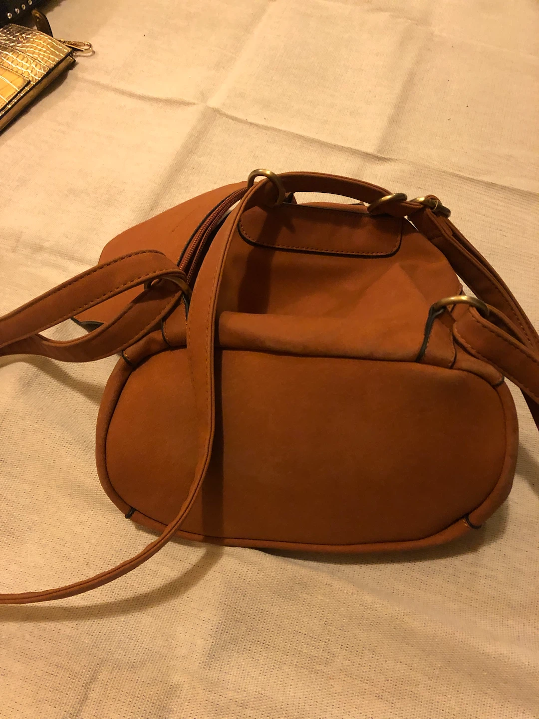 Tan Faux Suede Drawstring Backpack - photo 2