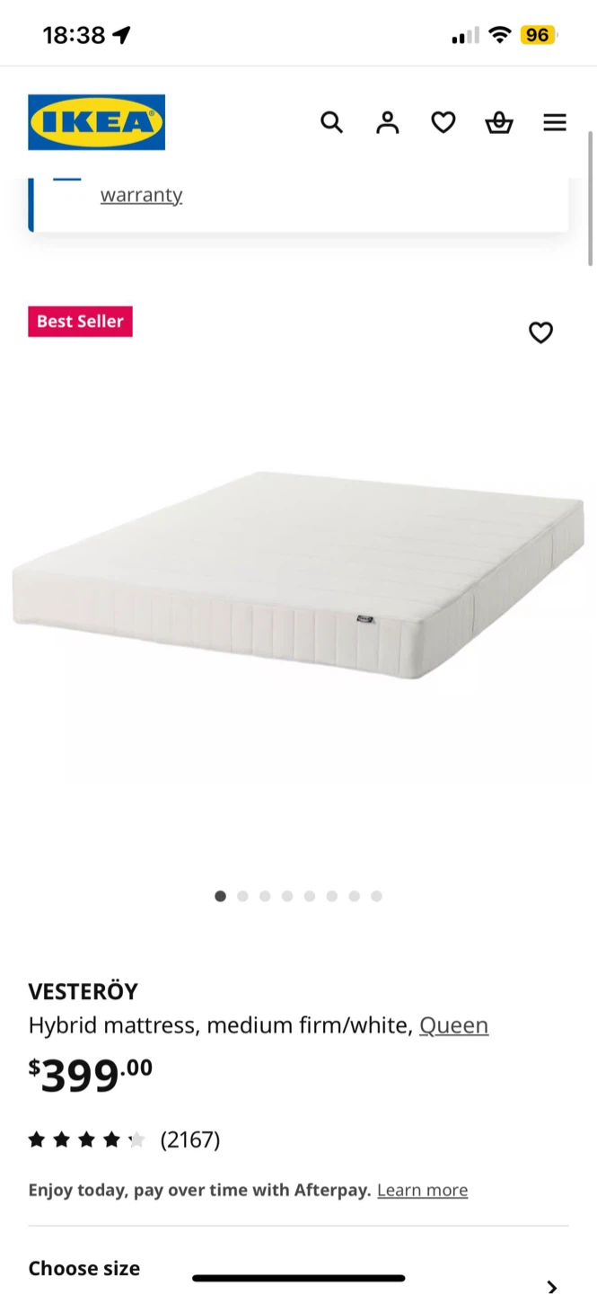 IKEA VESTERÖY Queen Size Hybrid Mattress-No Stain
