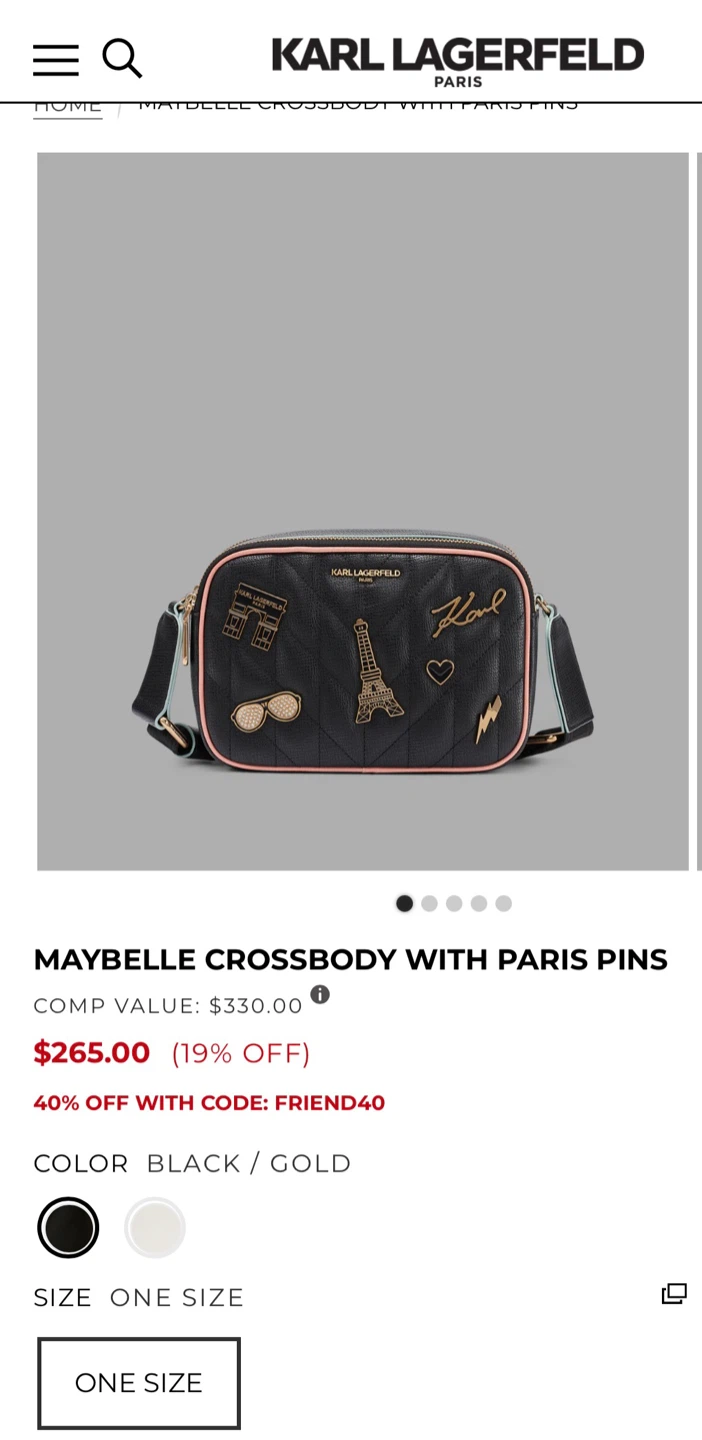 Karl Lagerfeld Maybelle Crossbody with Paris Pins