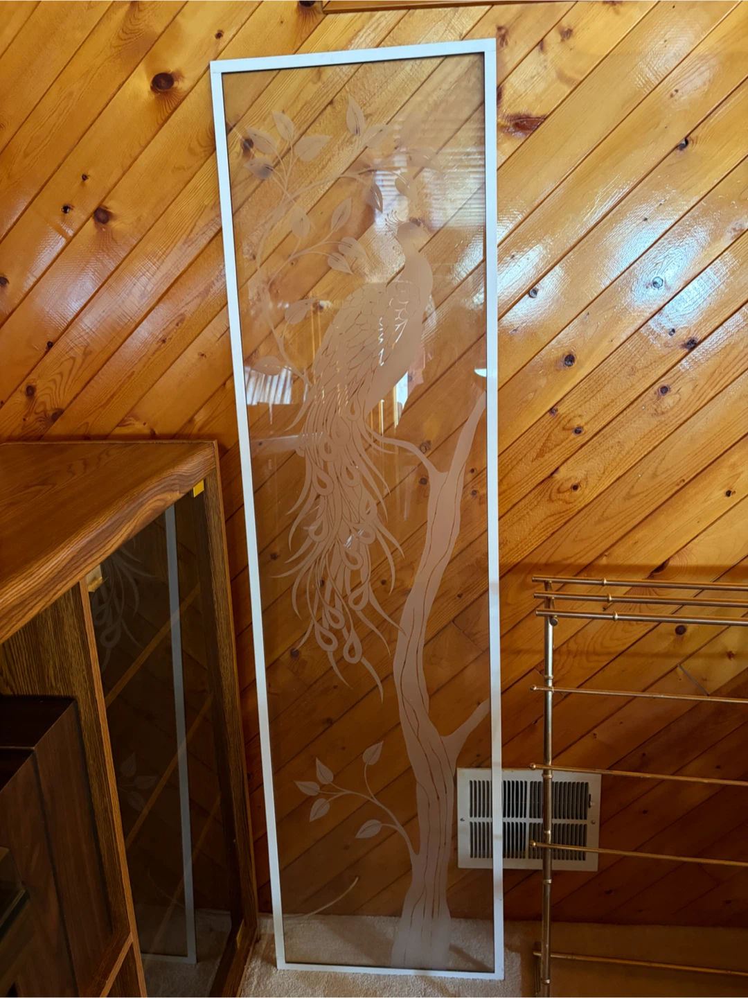 Etched Glass Peacock Panel - photo 2