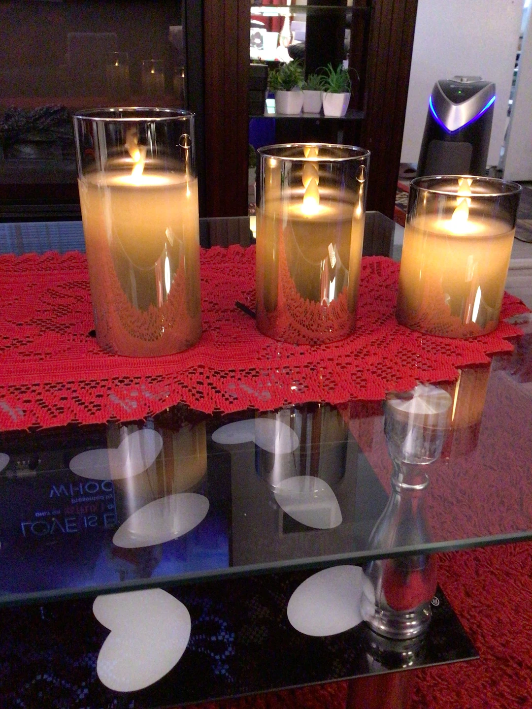 Set of 3 LED Glass Pillar Candles with Remote