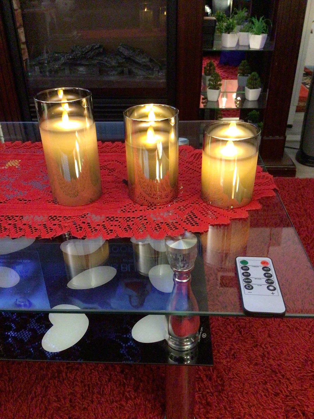 Set of 3 LED Glass Pillar Candles with Remote - photo 2