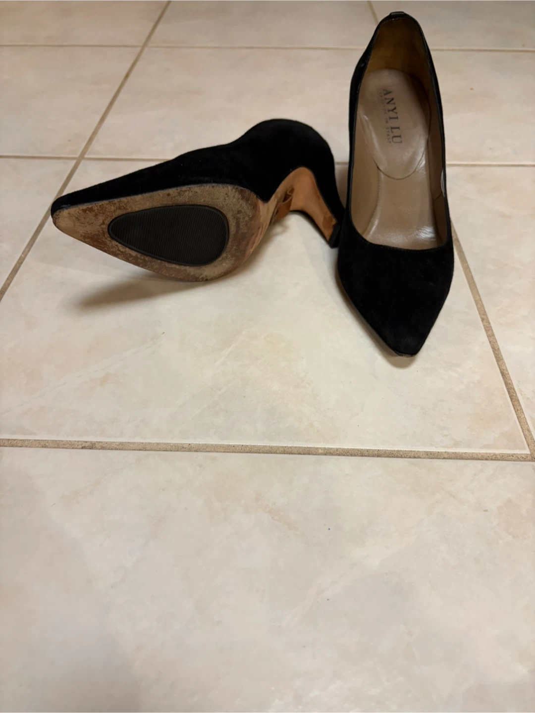 Anyi Lu Black Suede Heels - photo 2