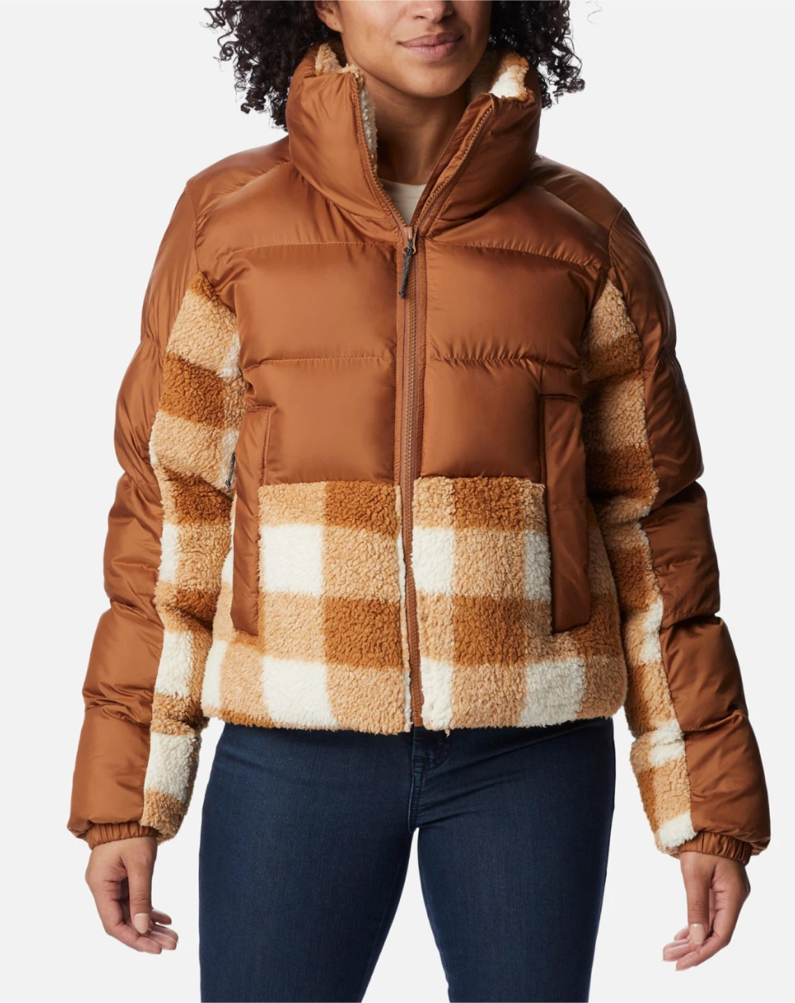 Columbia Women's Puffer Jacket - Tan Checkered - XL