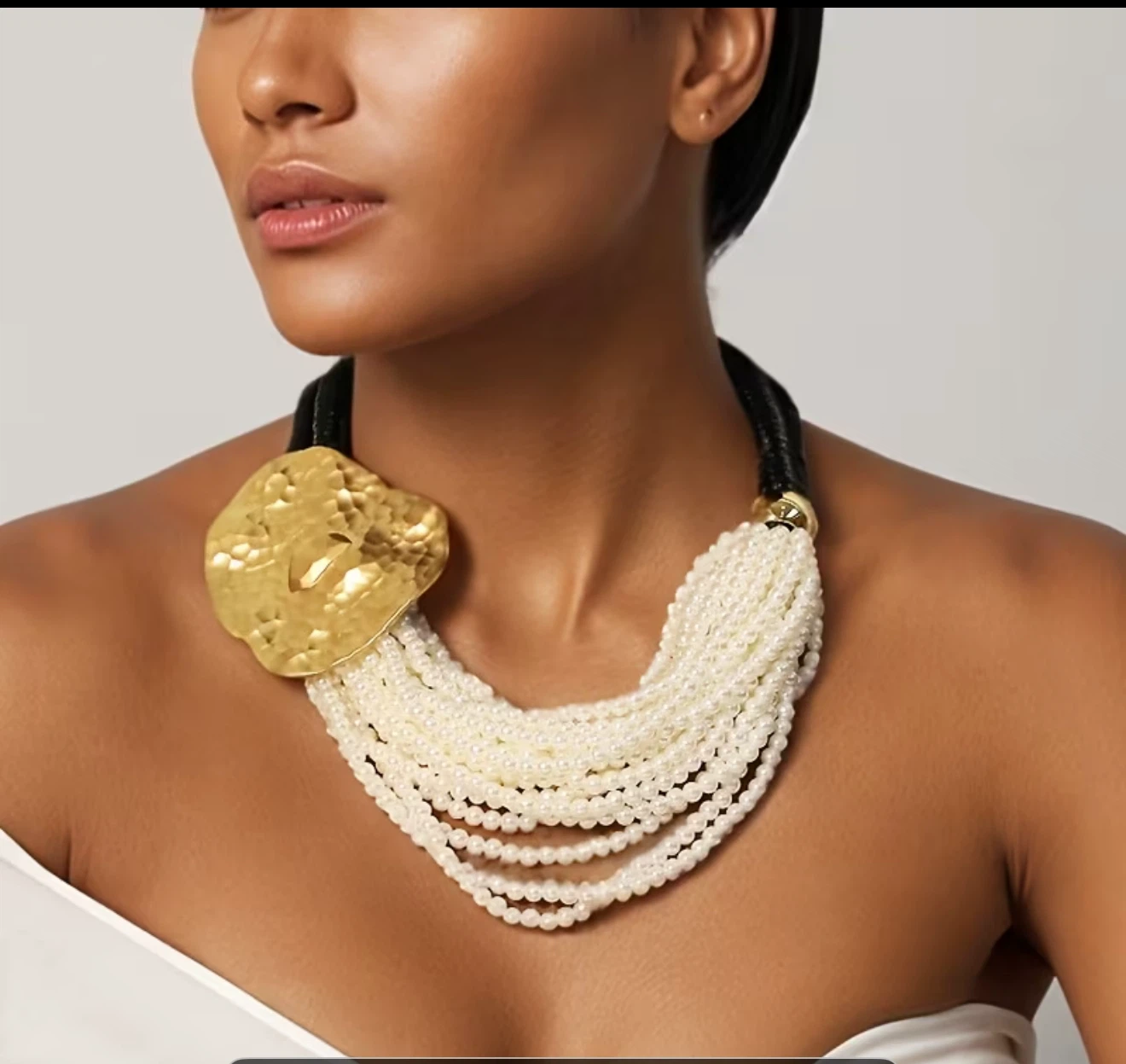 Layered Pearl Statement Necklace