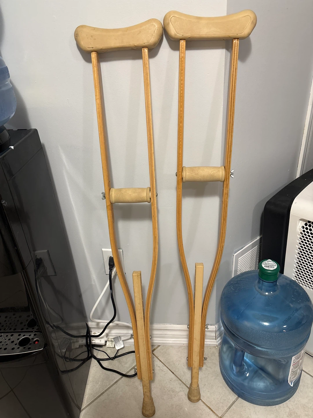 Pair of Wooden Underarm Crutches