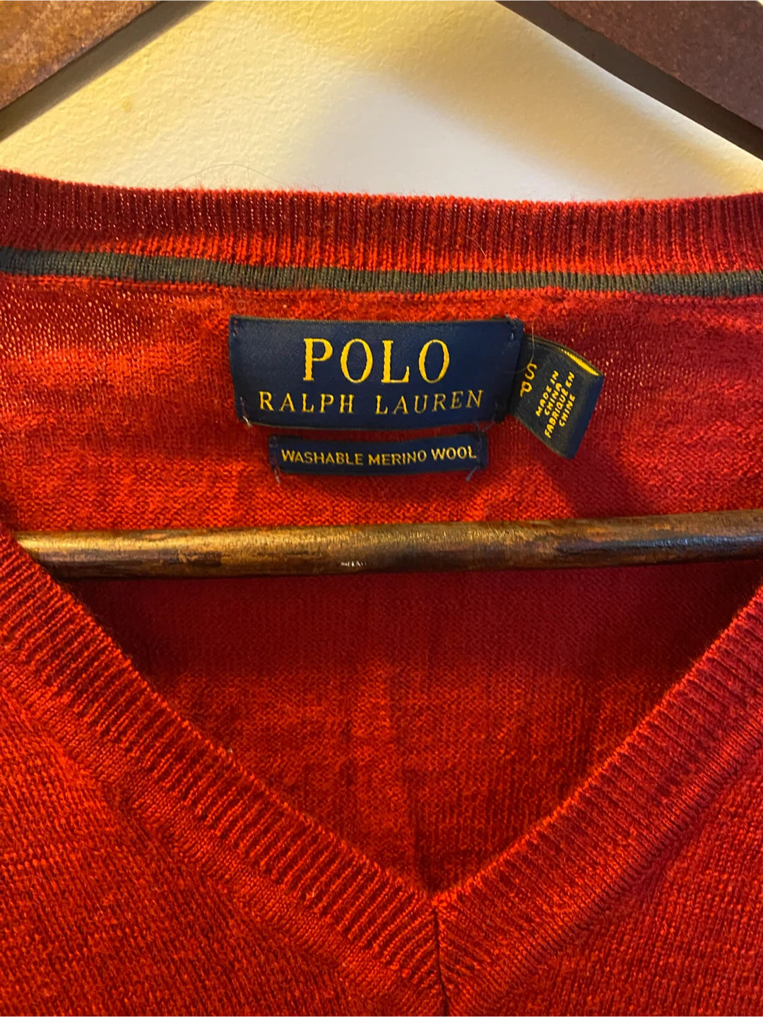 Polo Ralph Lauren Red Merino Wool V-Neck Sweater - photo 2
