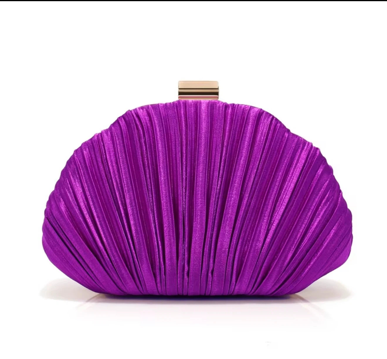 Purple Pleated Satin Clutch Bag - photo 2