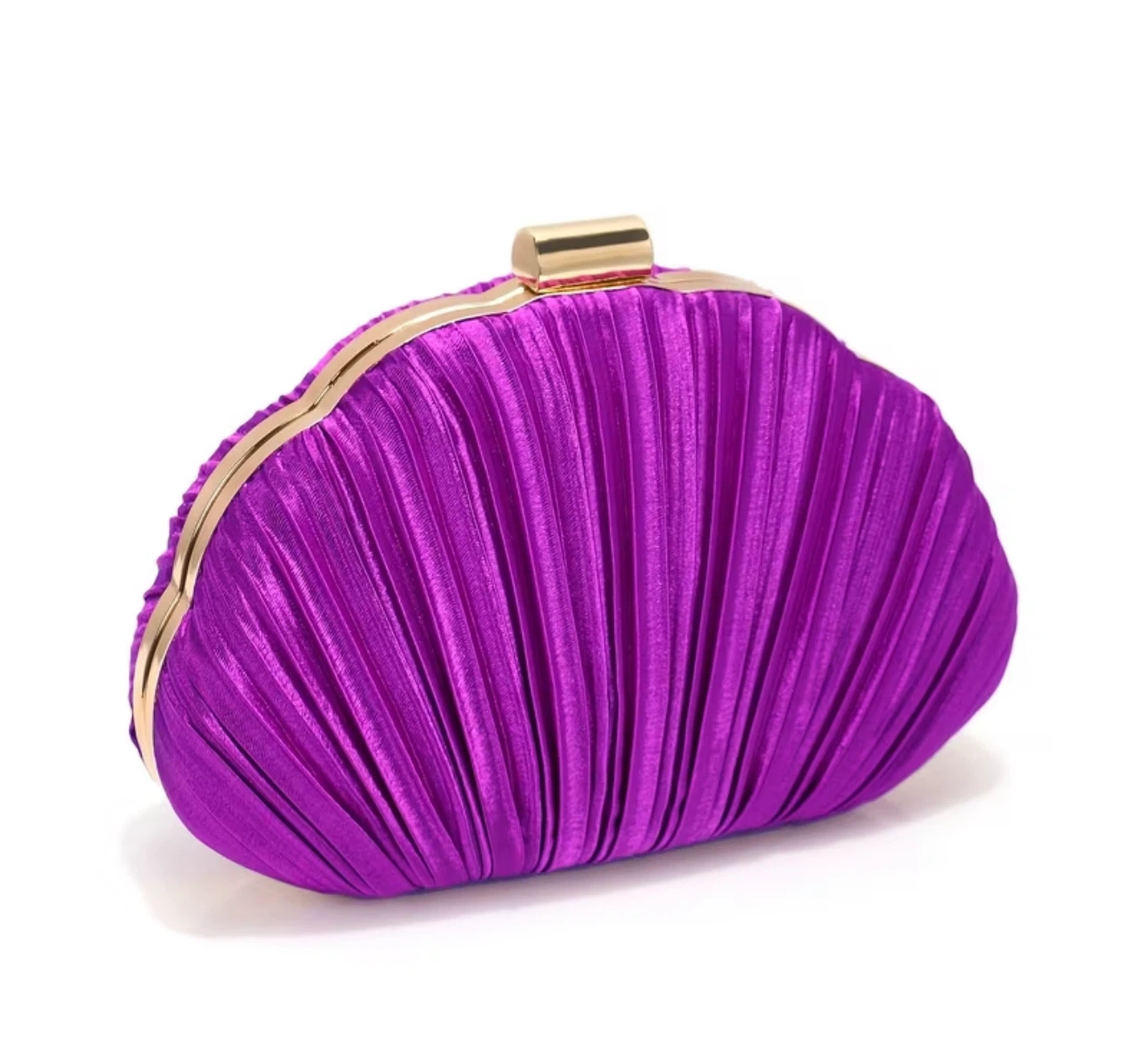 Purple Pleated Satin Clutch Bag - photo 3