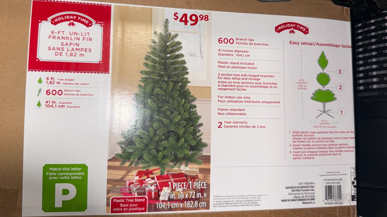 Holiday Time 6 ft. Franklin Fir Artificial Christmas Tree
