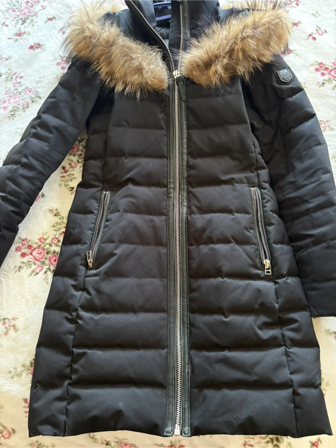 Atelier Noir Black Down Parka with Fur Hood