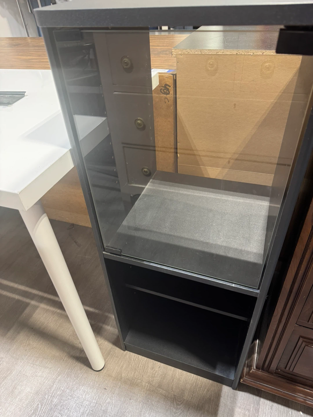 Black Display Cabinet with Glass Door