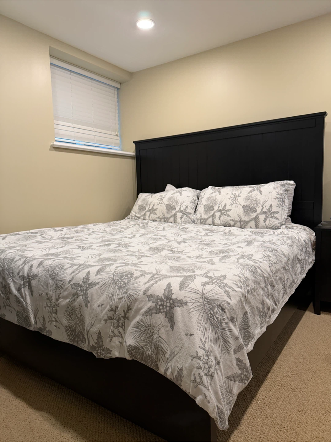 King sized Black Wooden Bed Frame and mattress