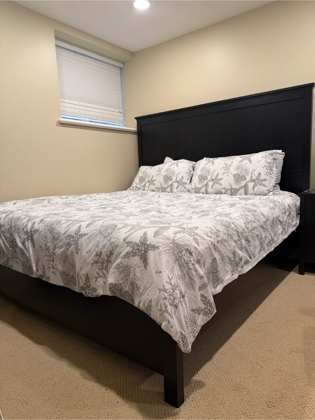 King sized Black Wooden Bed Frame and mattress - photo 2