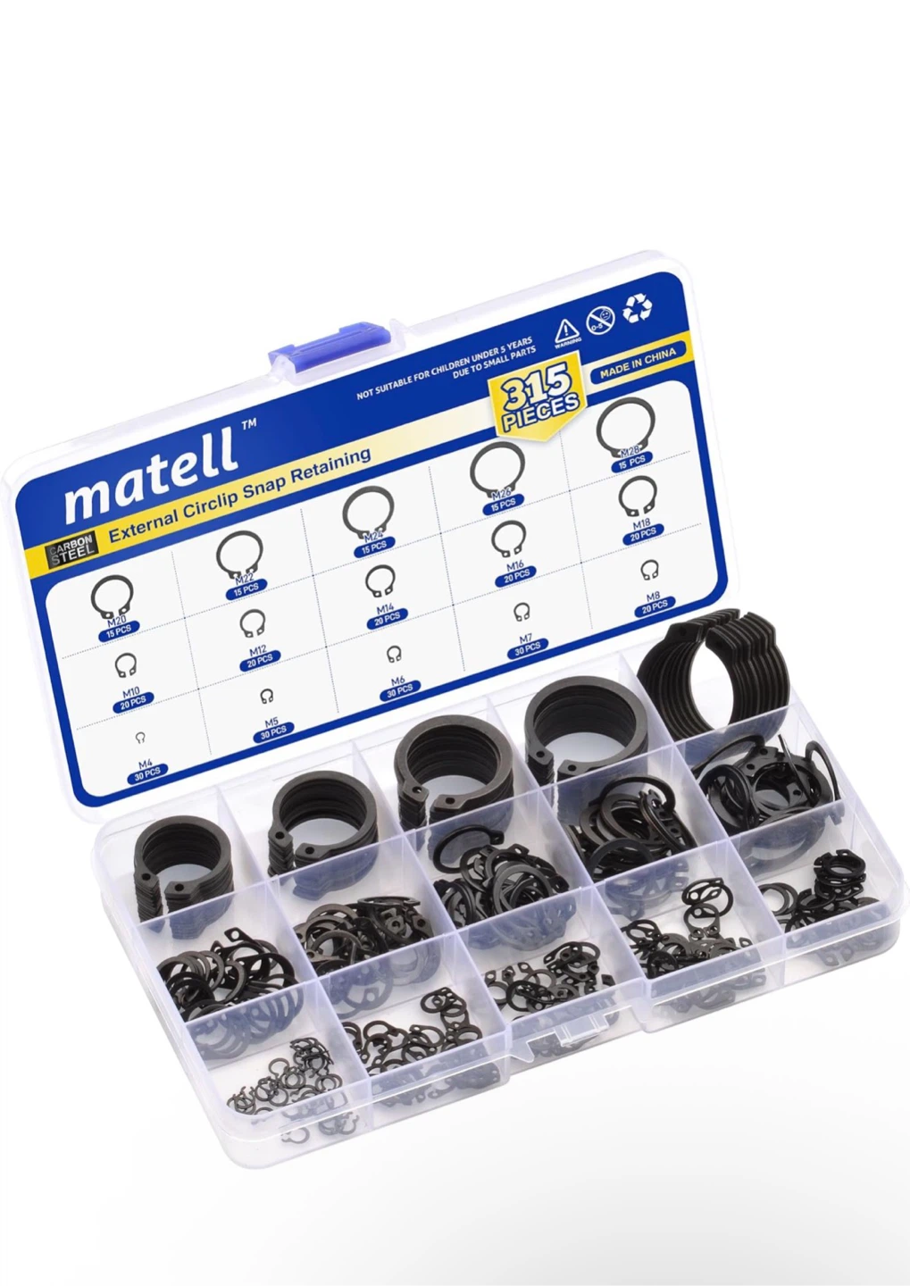 Matell 315-Piece External Circlip Snap Ring Set