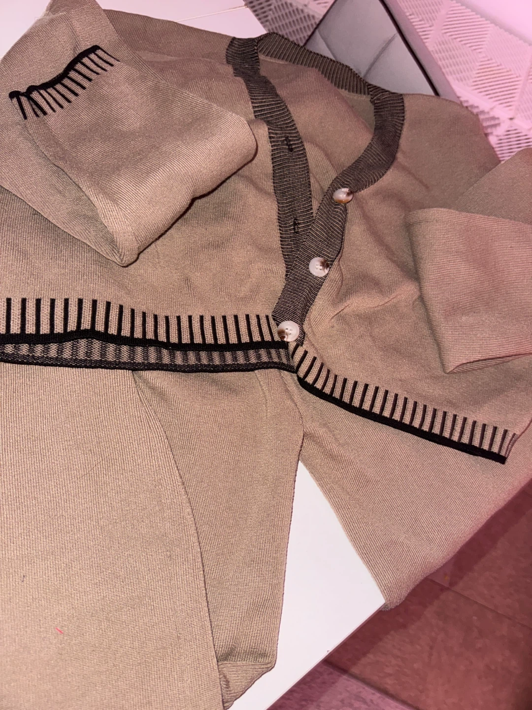 Tan and Black Striped Cardigan - photo 2