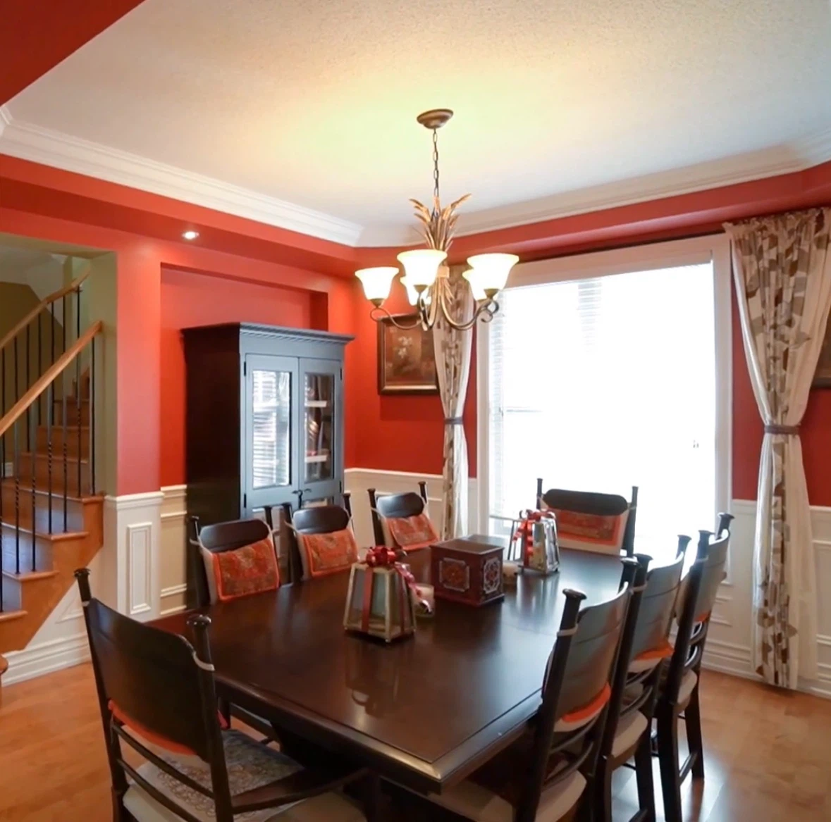 Dark Wood Dining Table and Chairs Set