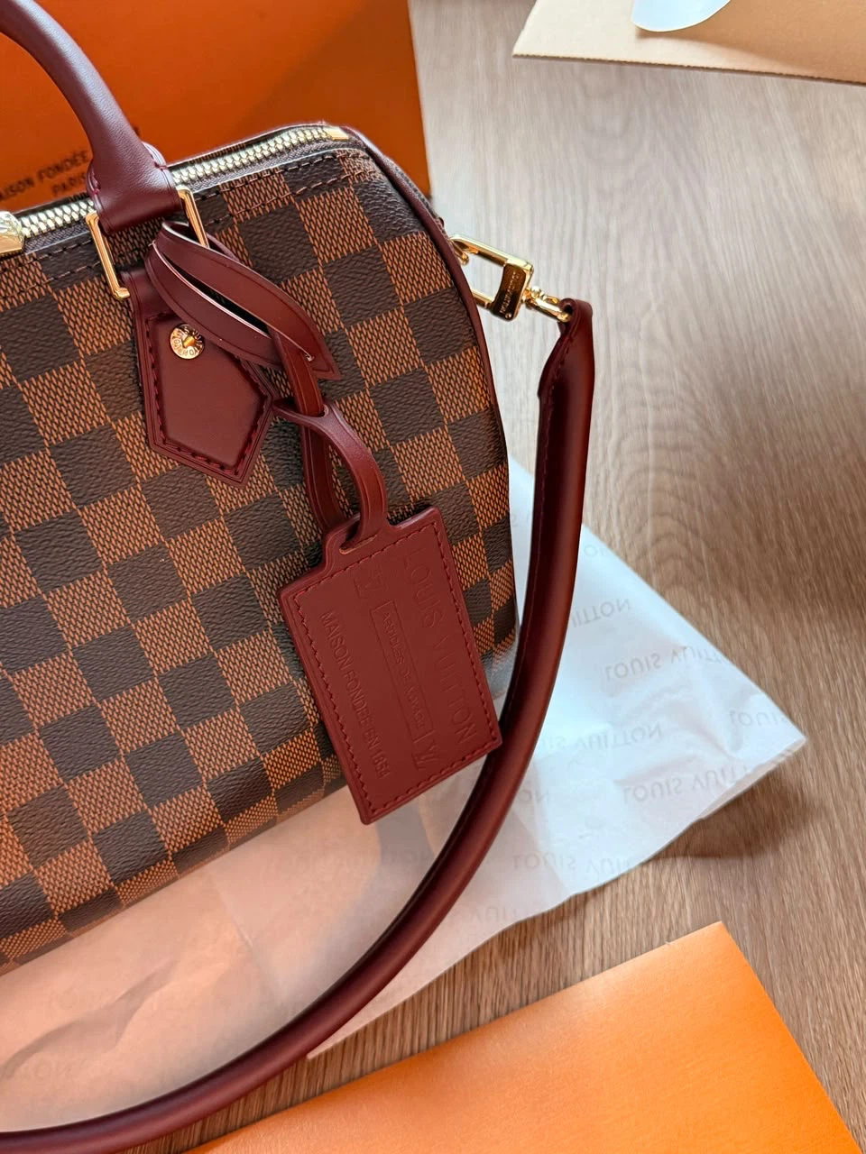 Louis Vuitton Damier Ebene Speedy Bandouliere Bag