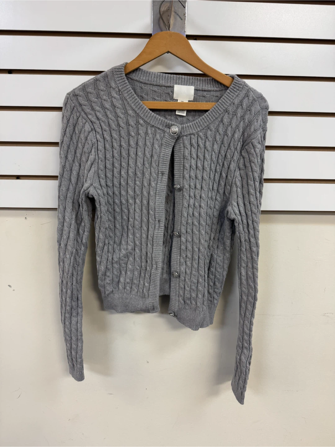 H&M Gray Cable Knit Cardigan