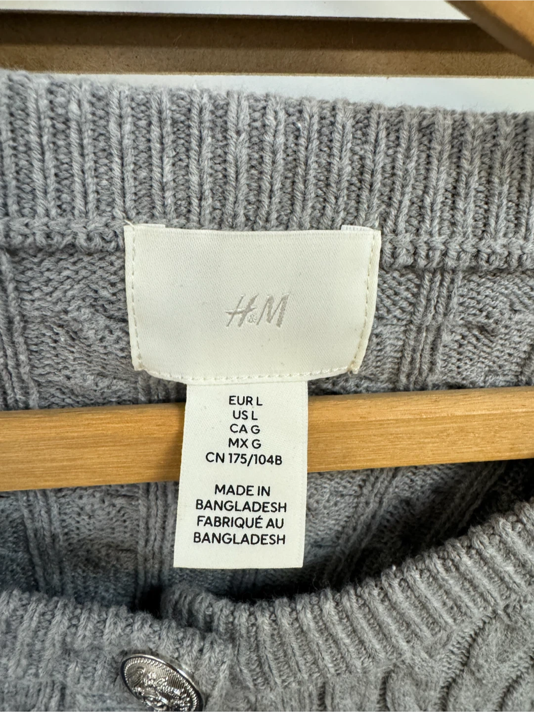 H&M Gray Cable Knit Cardigan - photo 2
