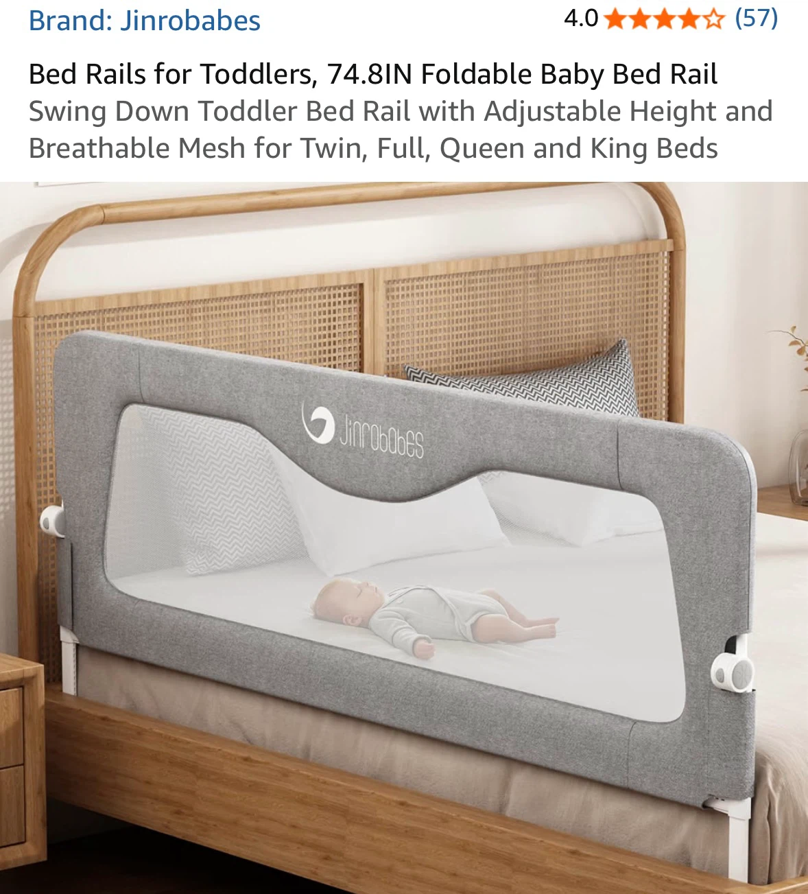 Bed Rails for Toddlers, 74.8IN Foldable Baby Bed Rail