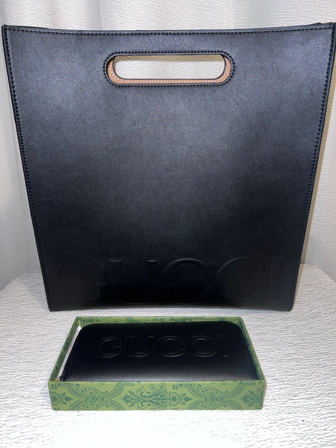Gucci Black Leather Tote Bag