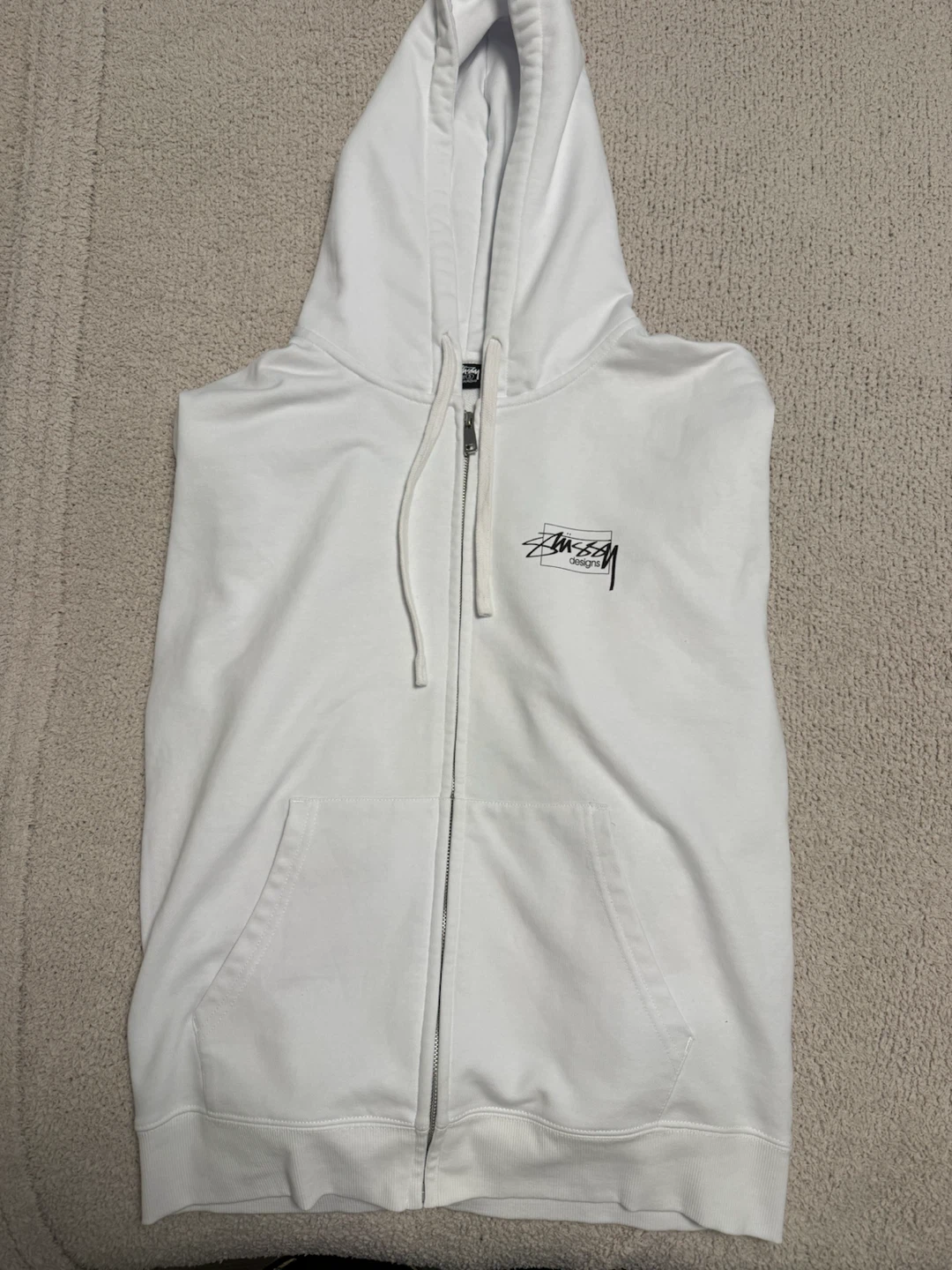 Stussy World Tour Zip-Up Hoodie White