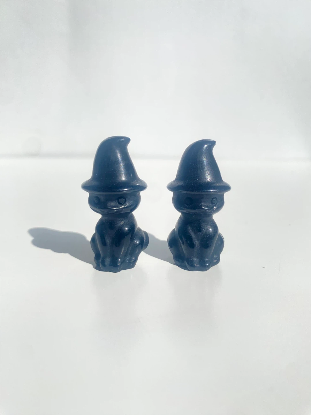 Obsidian Black Witch Cat Figurines