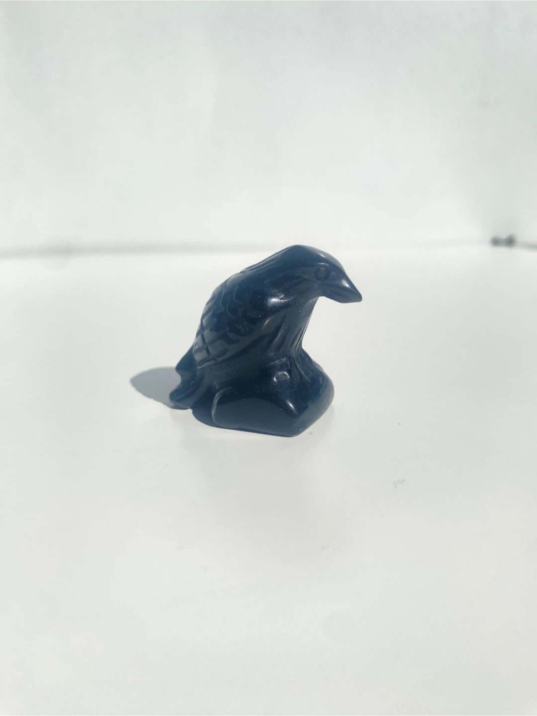 Obsidian Stone Raven Carving