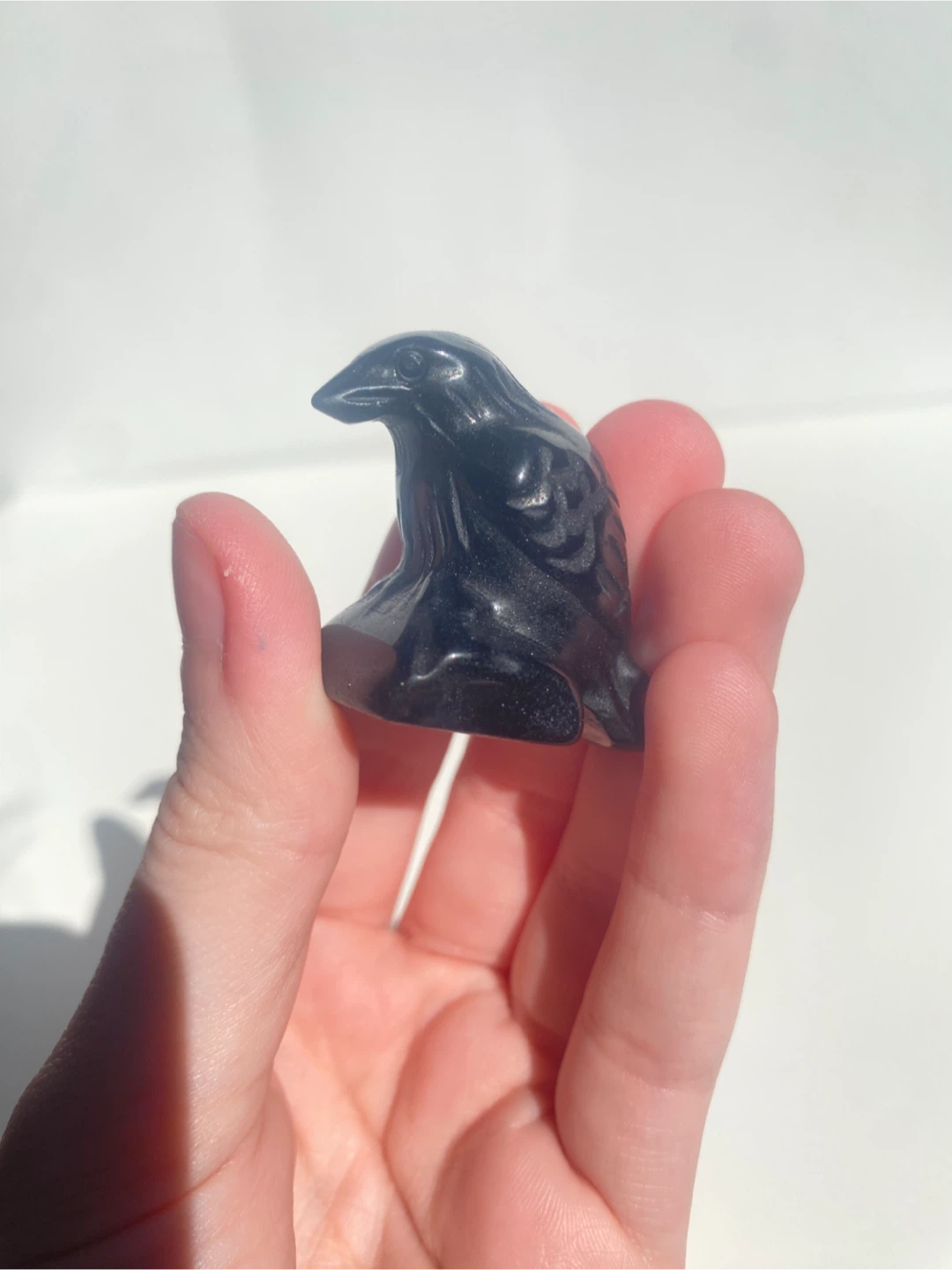 Obsidian Stone Raven Carving - photo 2
